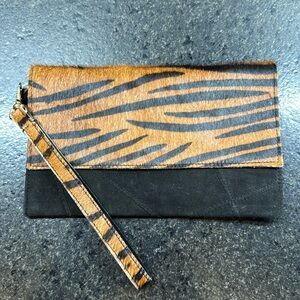 Pony hair & suede wristlet